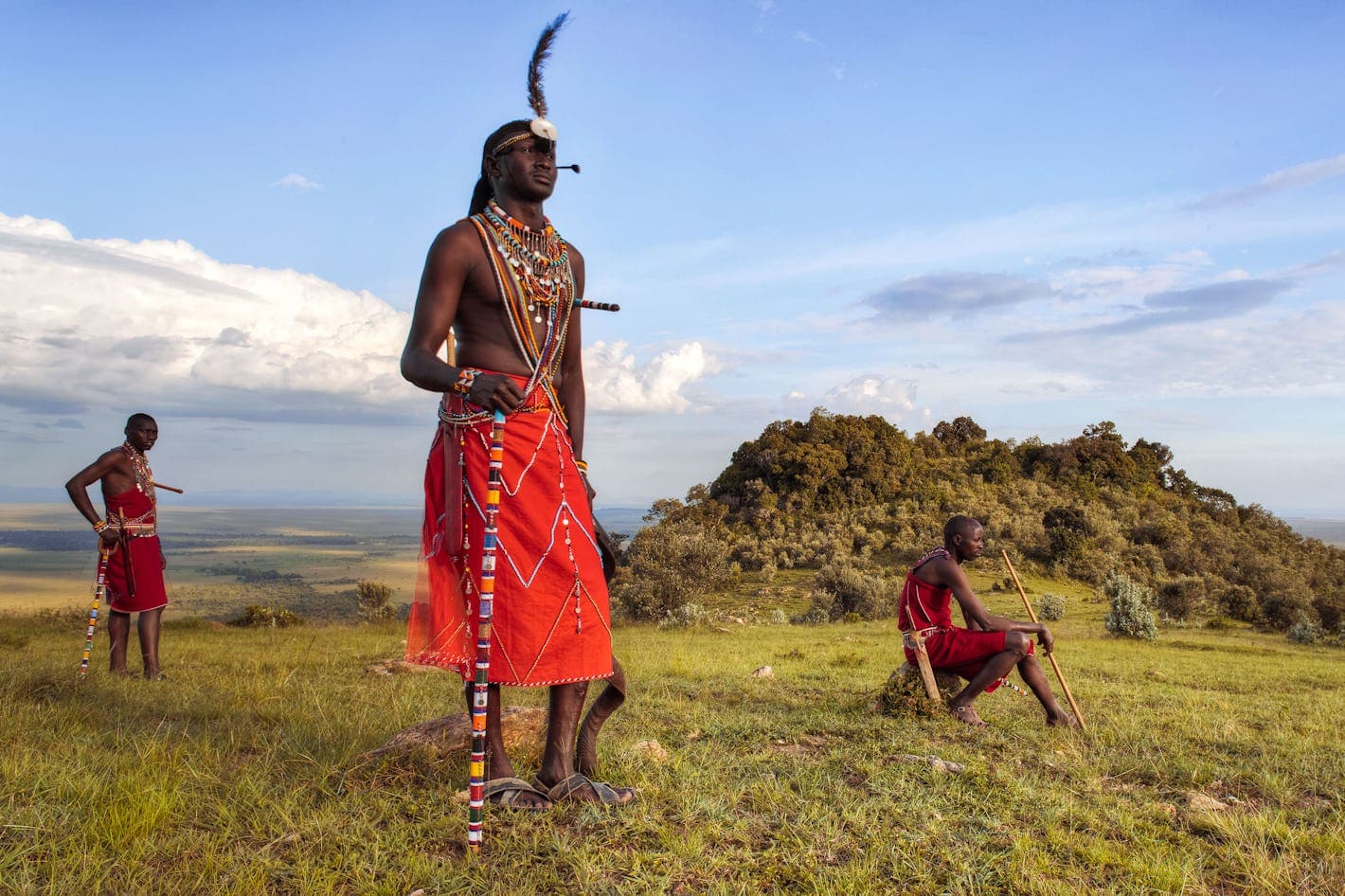 Maasai warrior overlooking the plains in East Africa